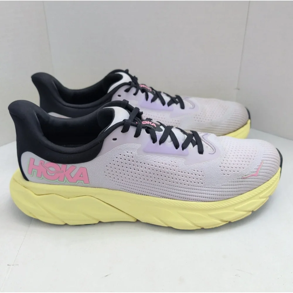 Hoka One One Arahi 7 Sneakers Shoes Starlight Glow/Yuzu Sz 10B Neon Pale Purple